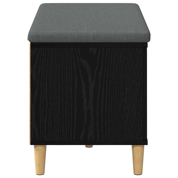 Hallbænk med pude Sort Eg 80 x 38 x 46 cm Kunstigt træ og stof