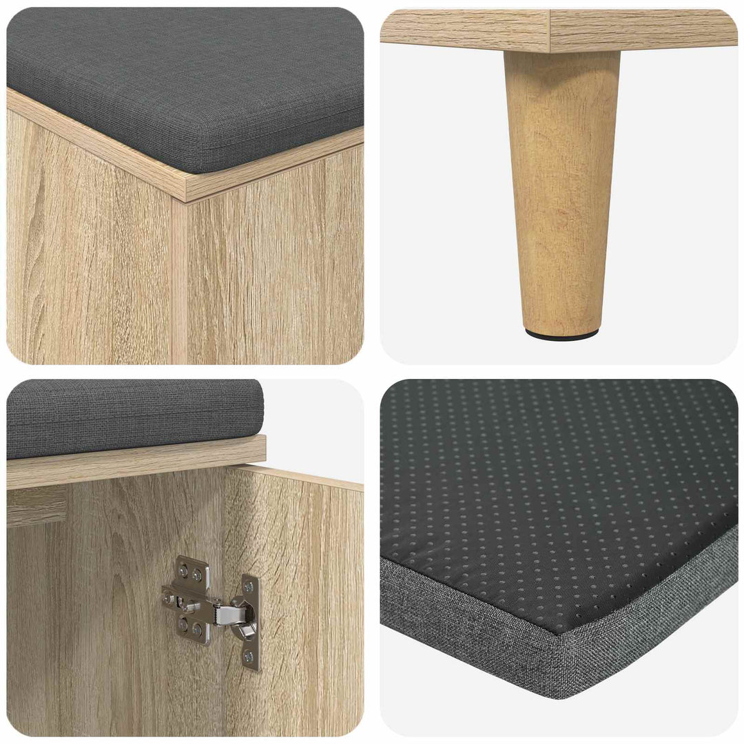 Hallbænk med dør Sonoma eg 80 x 38 x 46 cm Kunstigt træ og stof