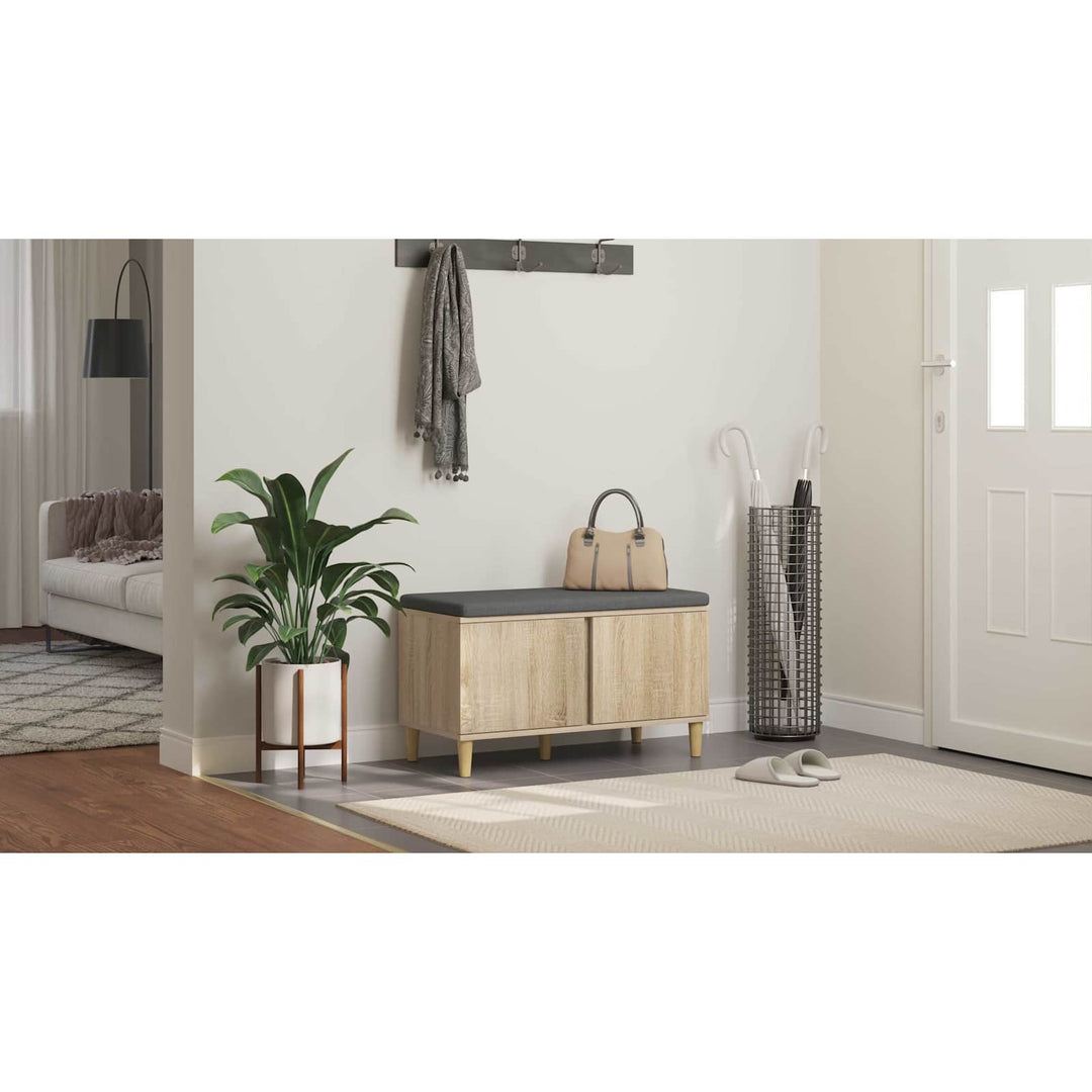 Hallbænk med dør Sonoma eg 80 x 38 x 46 cm Kunstigt træ og stof