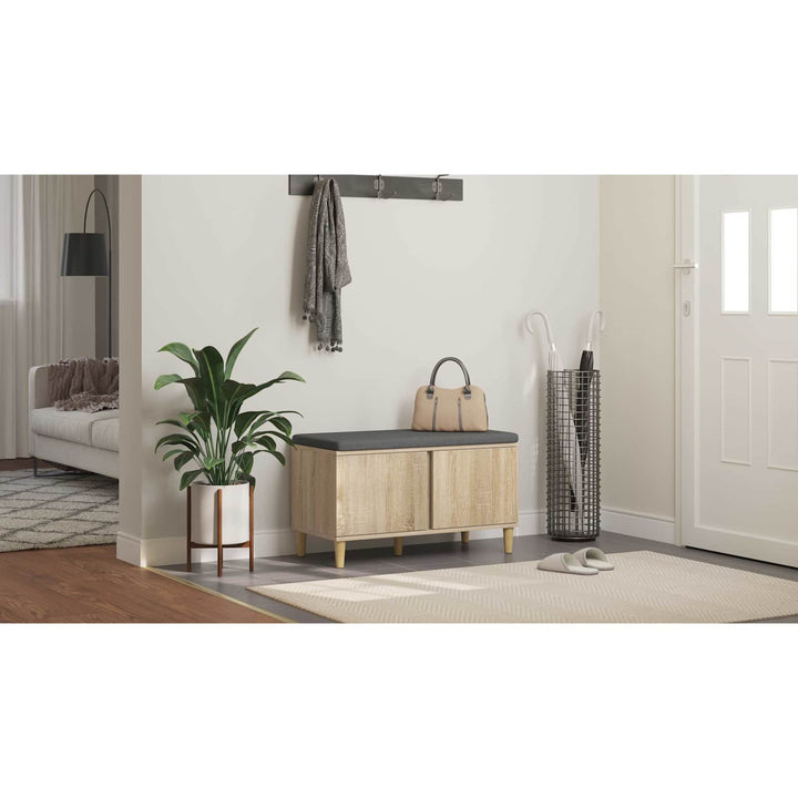 Hallbænk med dør Sonoma eg 80 x 38 x 46 cm Kunstigt træ og stof