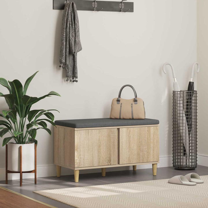 Hallbænk med dør Sonoma eg 80 x 38 x 46 cm Kunstigt træ og stof
