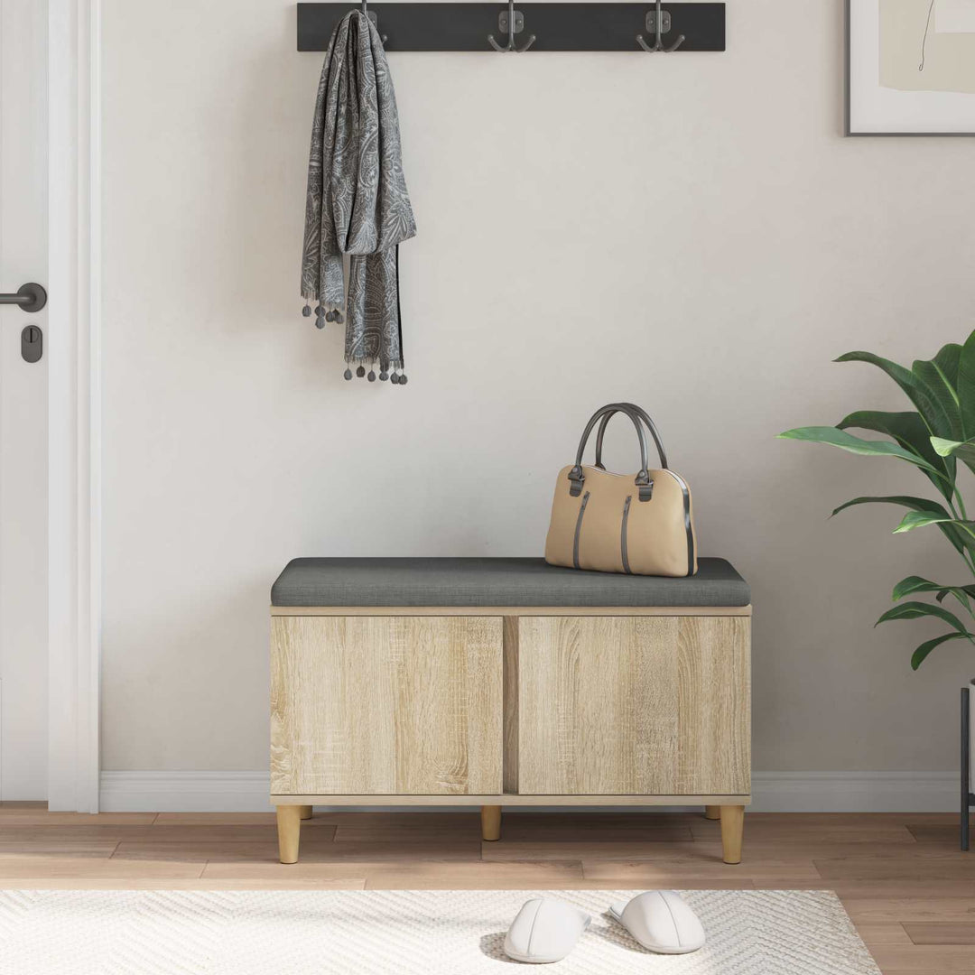 Hallbænk med dør Sonoma eg 80 x 38 x 46 cm Kunstigt træ og stof