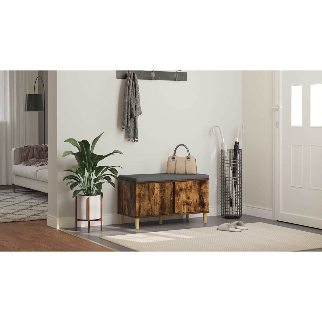 Hallbænk med pude Røget Eg 80 x 38 x 46 cm Kunstigt træ og stof