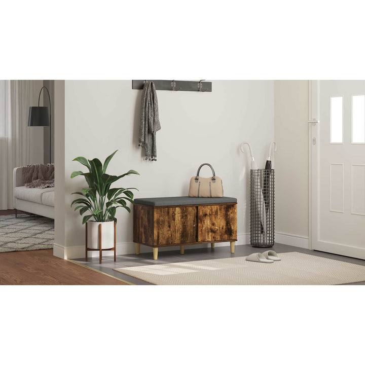 Hallbænk med pude Røget Eg 80 x 38 x 46 cm Kunstigt træ og stof