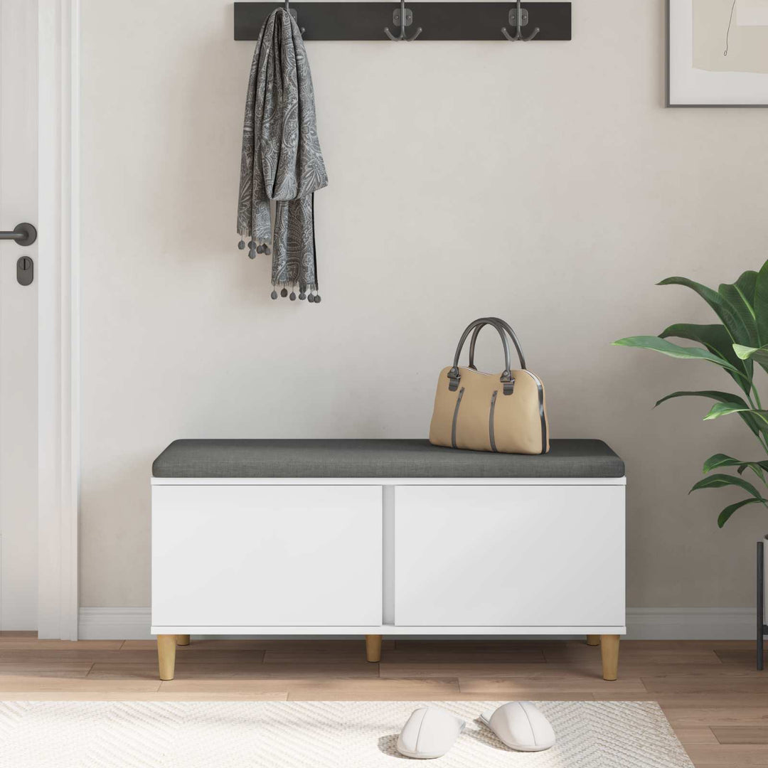 Hallbænk med pude Hvid 100 x 38 x 46 cm Kunstigt træ og stof