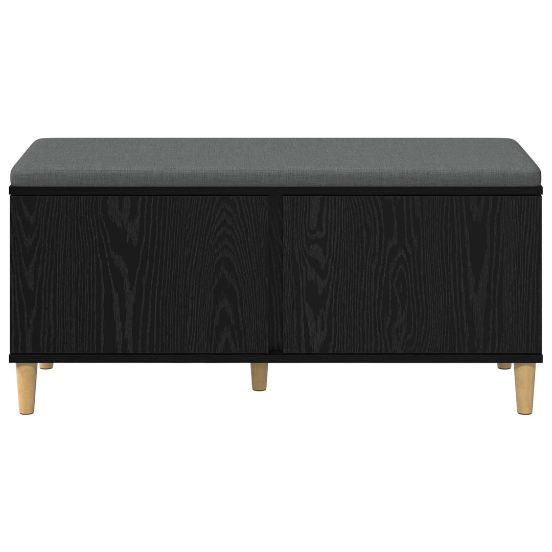 Hallbænk med pude Sort Eg 100 x 38 x 46 cm Kunstigt træ og stof