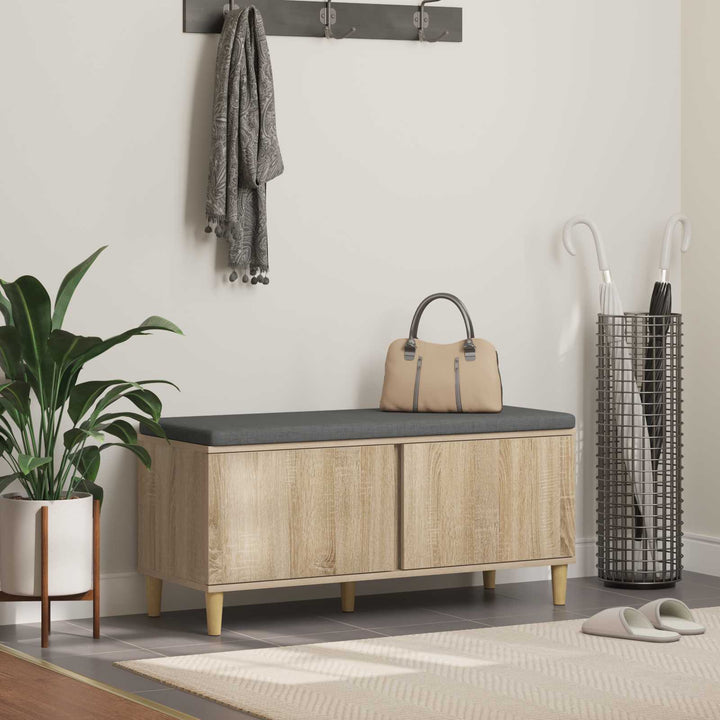 Hallbænk Sonoma eg 100 x 38 x 46 cm Kunstigt træ og stof