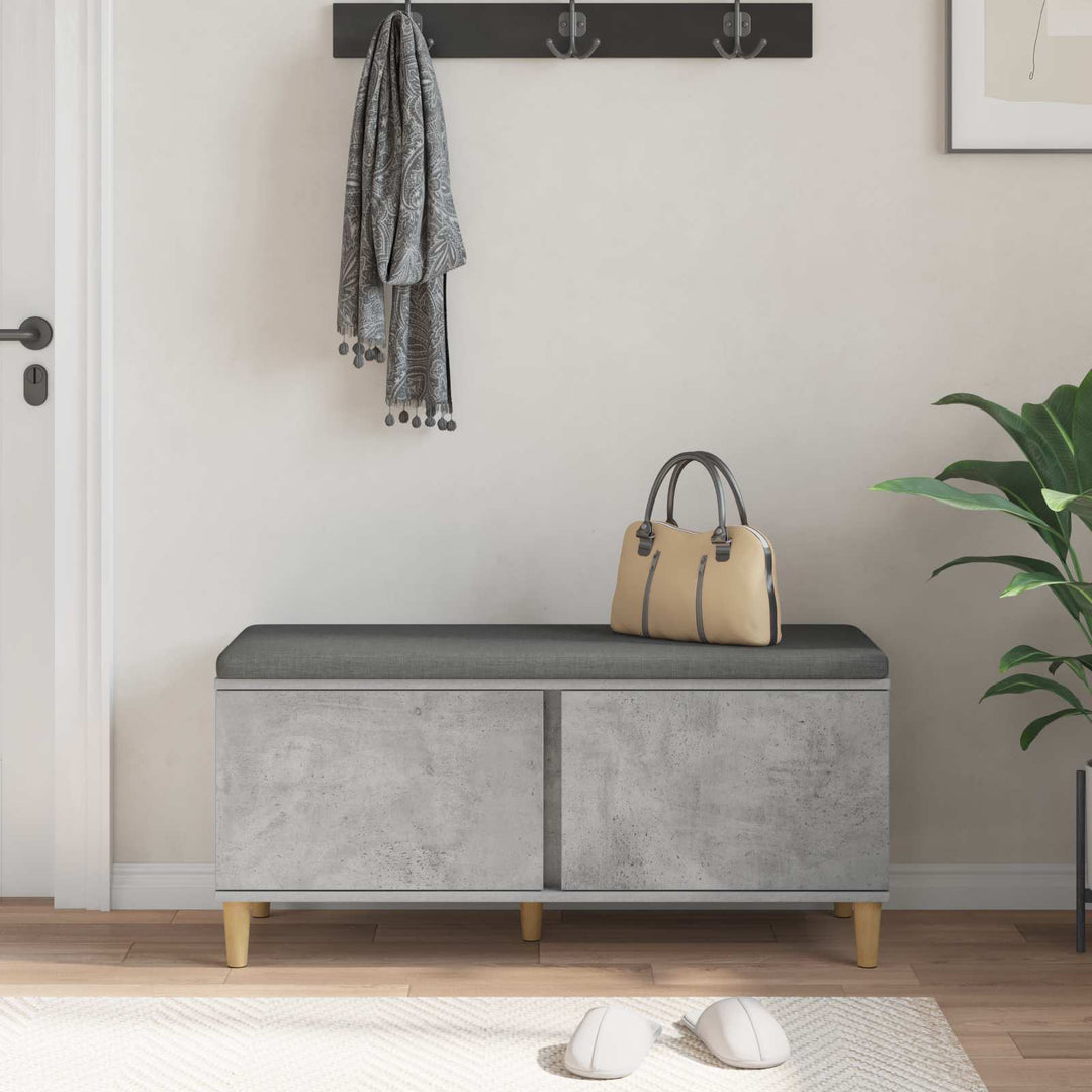 Hallbænk med dør BetonGrå 100 x 38 x 46 cm Kunstigt træ og stof