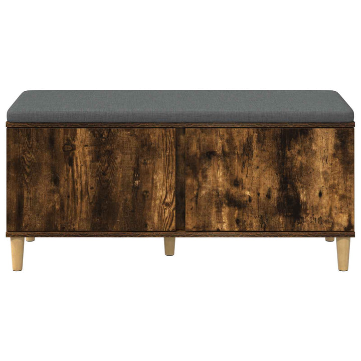 Hallbænk med dør Røget Eg 100 x 38 x 46 cm Kunstigt træ og stof