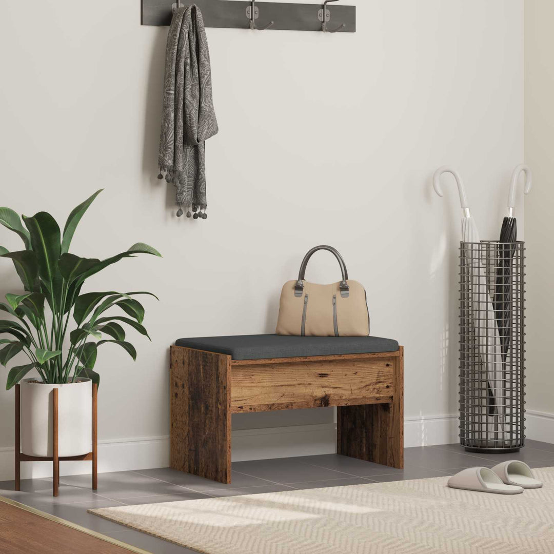 Hallbænk med pude Gammelt træ 63 x 38 x 40 cm