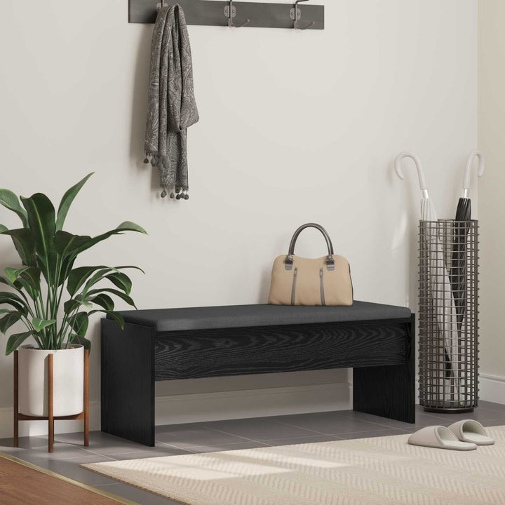 Hallbænk med pude Sort eg 103 x 38 x 40 cm