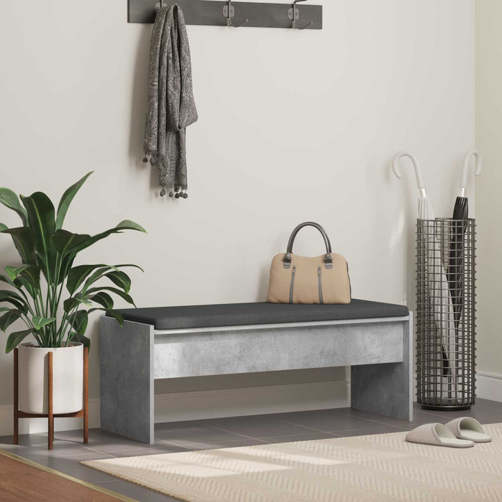 Hallbænk med pude Beton Grå 103 x 38 x 40 cm