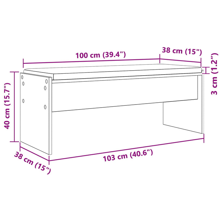Hallbænk med pude Gammelt træ 103 x 38 x 40 cm