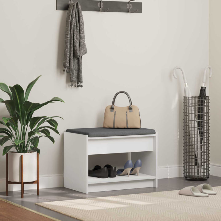 Hallbænk med pude Hvid 63 x 38 x 45 cm Kunstigt træ og stof
