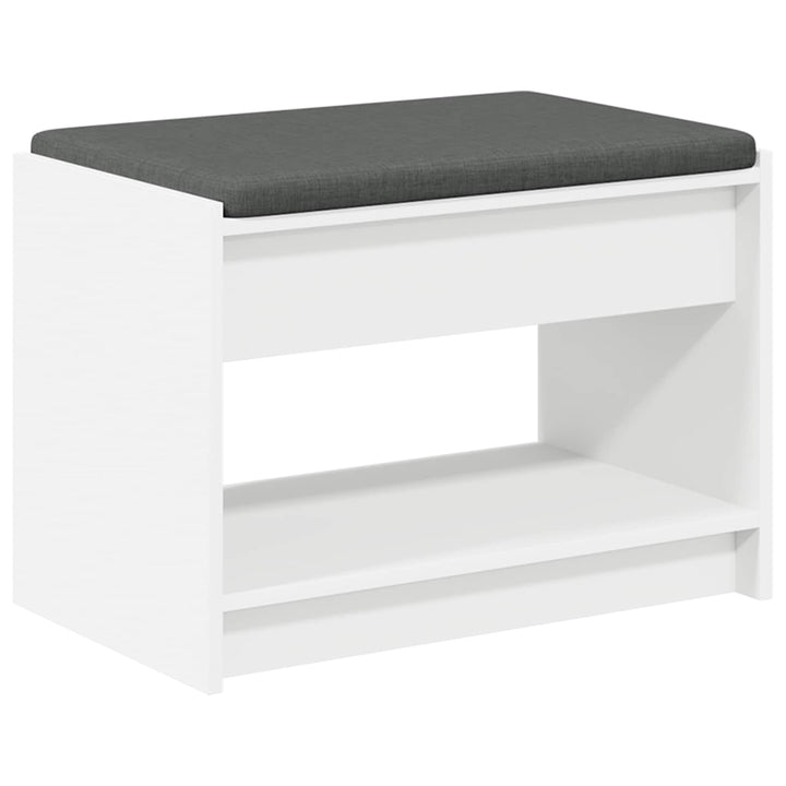 Hallbænk med pude Hvid 63 x 38 x 45 cm Kunstigt træ og stof