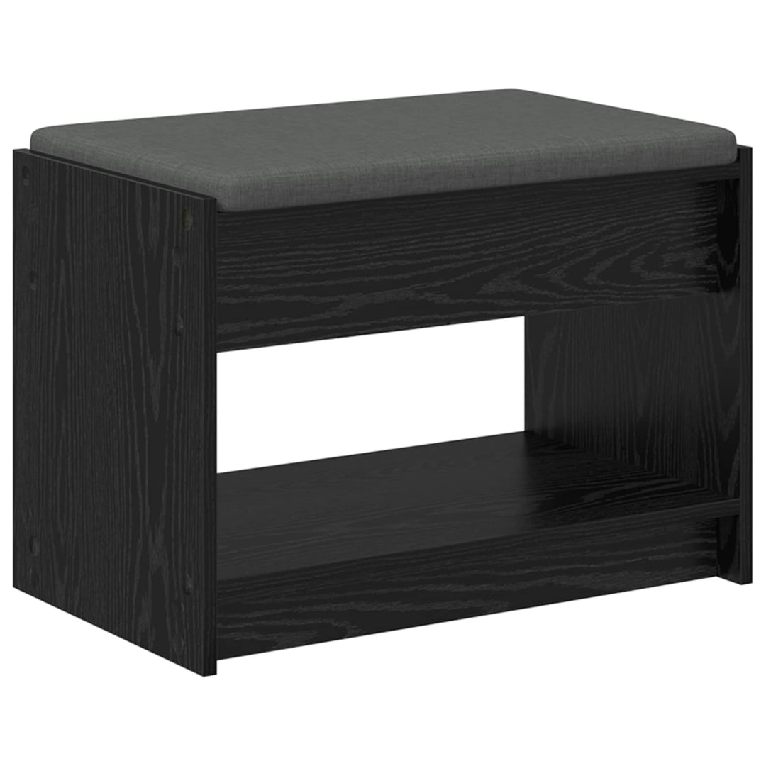 Hallbænk med pude Sort Eg 63 x 38 x 45 cm Kunstigt træ og stof