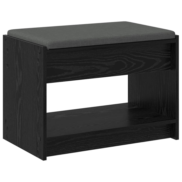 Hallbænk med pude Sort Eg 63 x 38 x 45 cm Kunstigt træ og stof