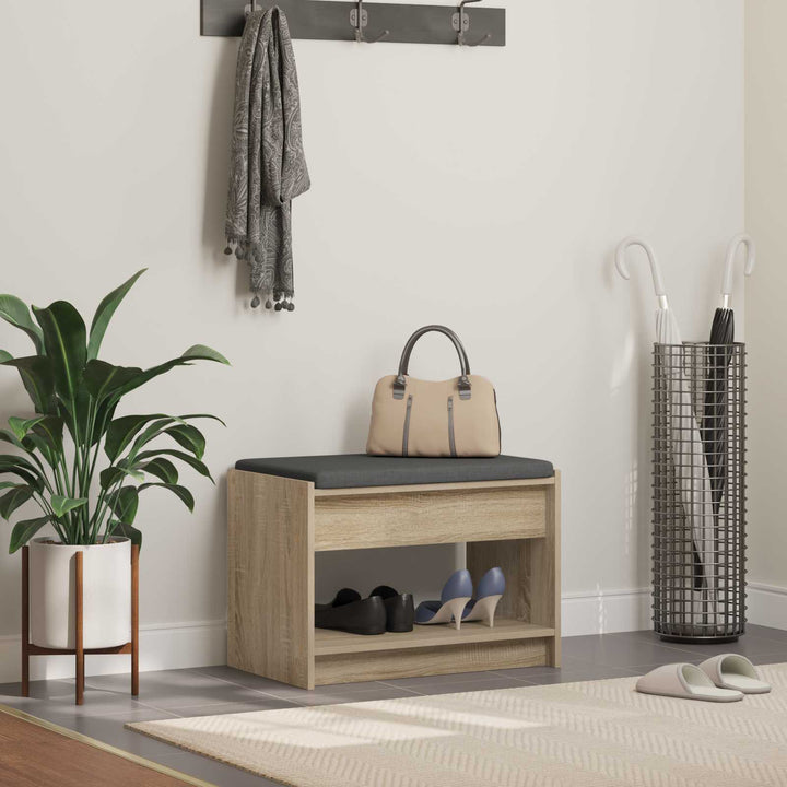 Hallbænk Sonoma eg 63 x 38 x 45 cm Kunstigt træ og stof