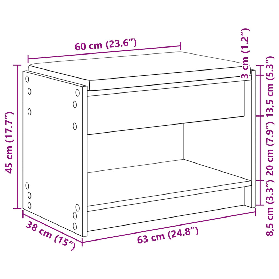 Hallbænk Sonoma eg 63 x 38 x 45 cm Kunstigt træ og stof