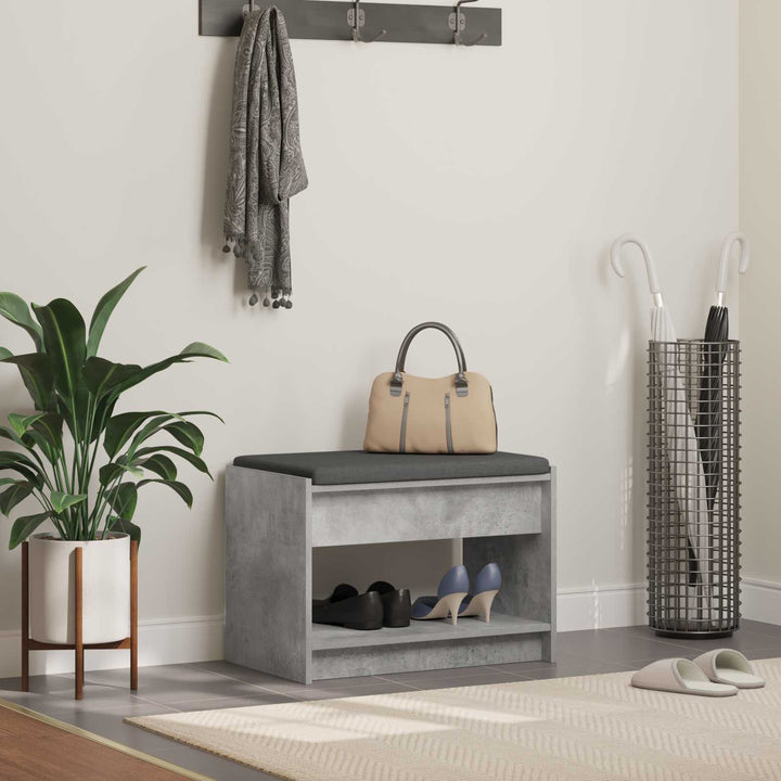 Hallbænk med pude BetonGrå 63 x 38 x 45 cm Kunstigt træ og stof