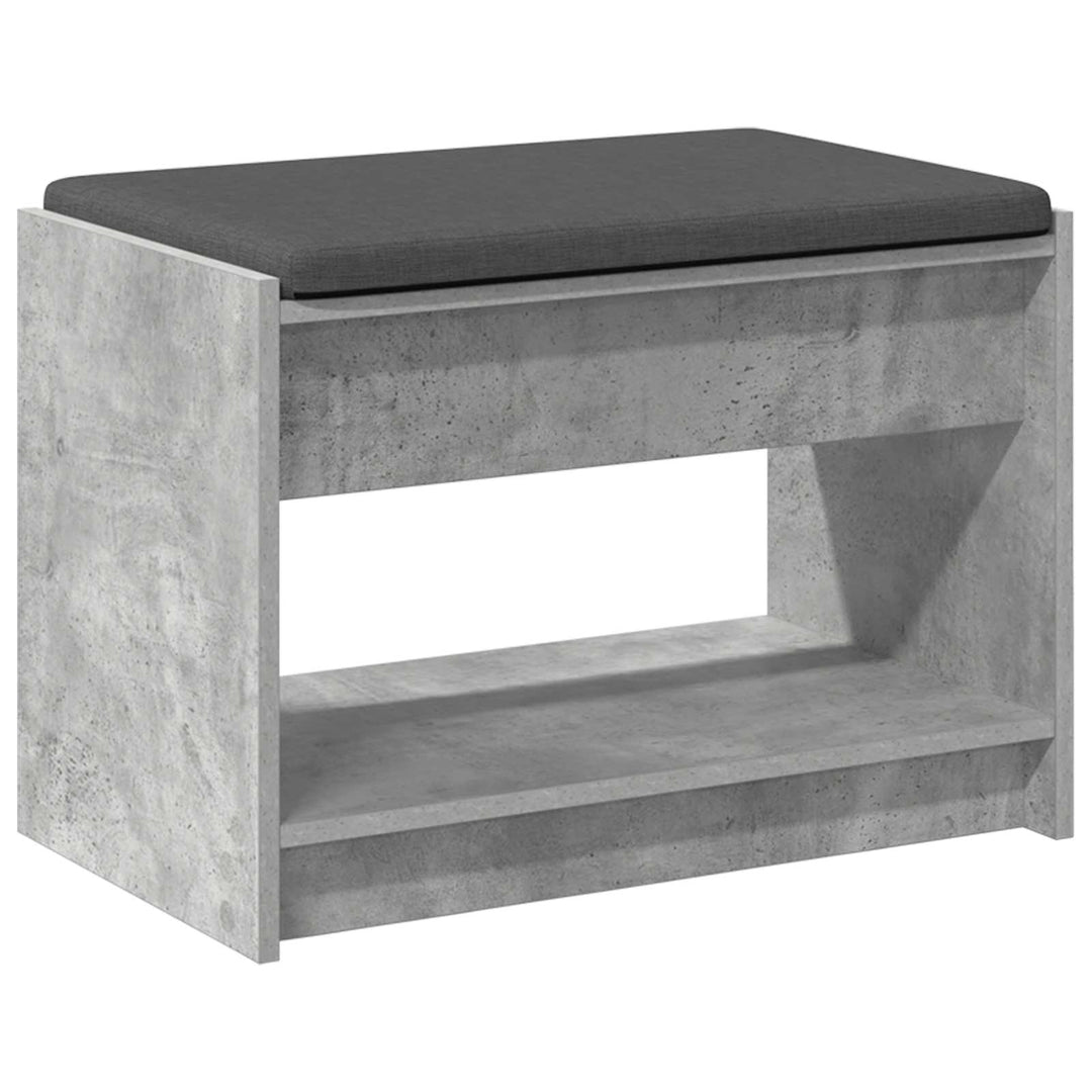 Hallbænk med pude BetonGrå 63 x 38 x 45 cm Kunstigt træ og stof