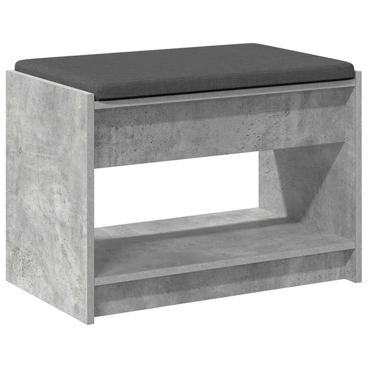 Hallbænk med pude BetonGrå 63 x 38 x 45 cm Kunstigt træ og stof