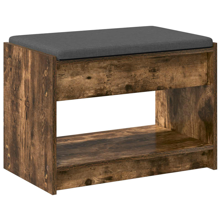 Hallbænk med pude Røget Eg 63 x 38 x 45 cm Kunstigt træ og stof