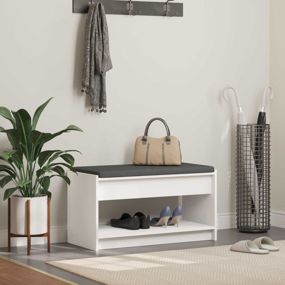 Hallbænk med pude Hvid 83 x 38 x 45 cm Kunstigt træ og stof