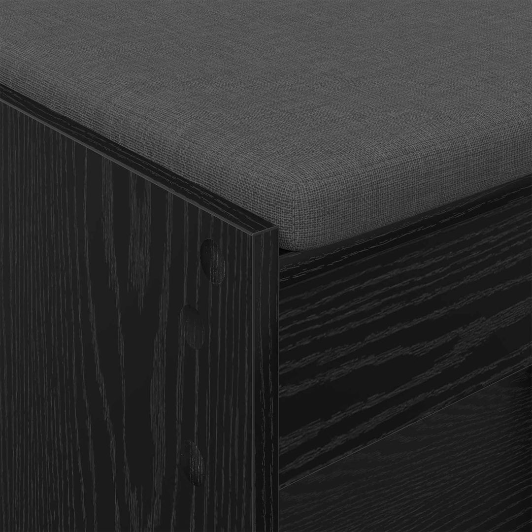 Hallbænk med pude Sort Eg 83 x 38 x 45 cm Kunstigt træ og stof