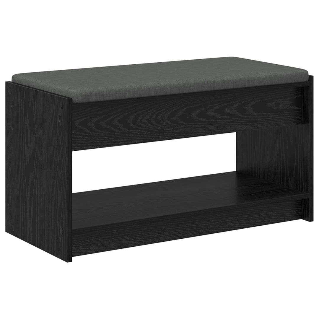 Hallbænk med pude Sort Eg 83 x 38 x 45 cm Kunstigt træ og stof