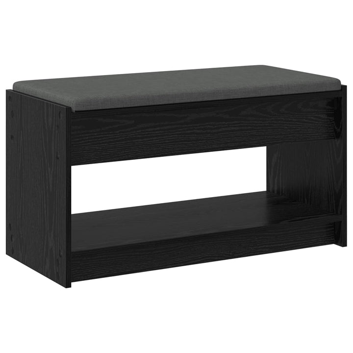 Hallbænk med pude Sort Eg 83 x 38 x 45 cm Kunstigt træ og stof