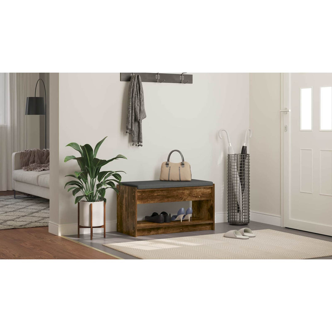 Hallbænk med pude Røget Eg 83 x 38 x 45 cm Kunstigt træ og stof
