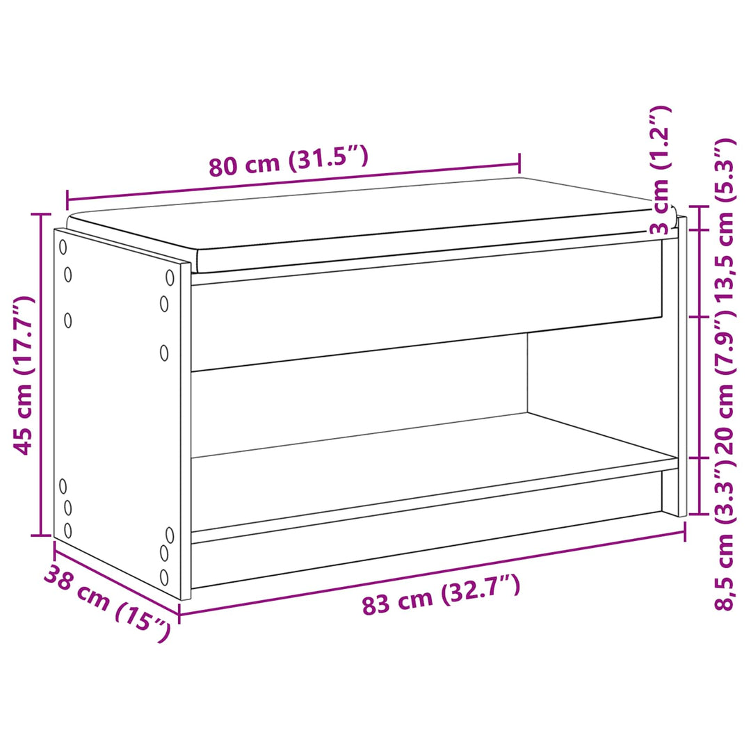 Hallbænk Gammelt træ 83 x 38 x 45 cm Kunstigt træ og stof