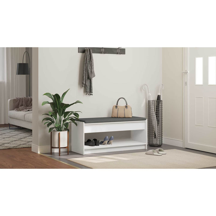 Hallbænk med pude Hvid 103 x 38 x 45 cm Kunstigt træ og stof