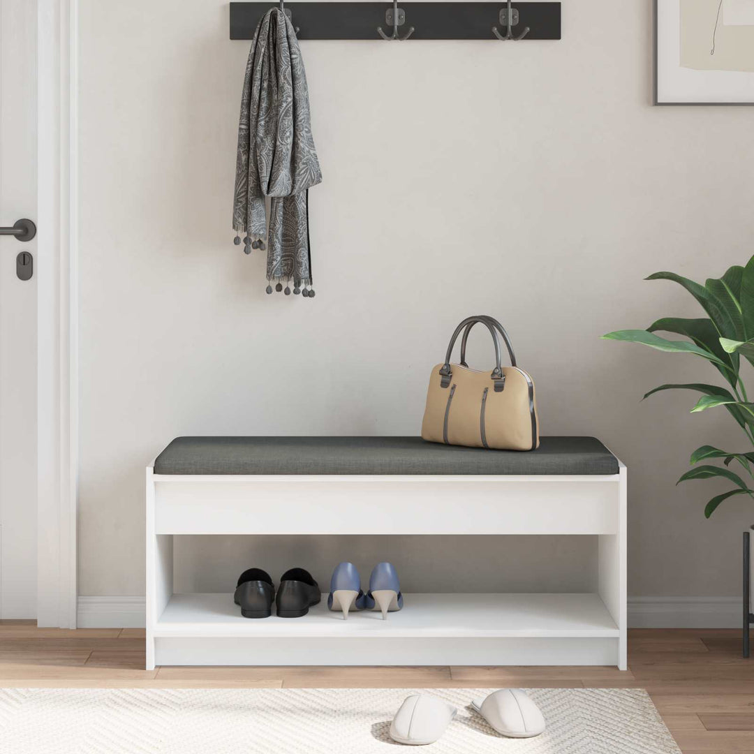 Hallbænk med pude Hvid 103 x 38 x 45 cm Kunstigt træ og stof