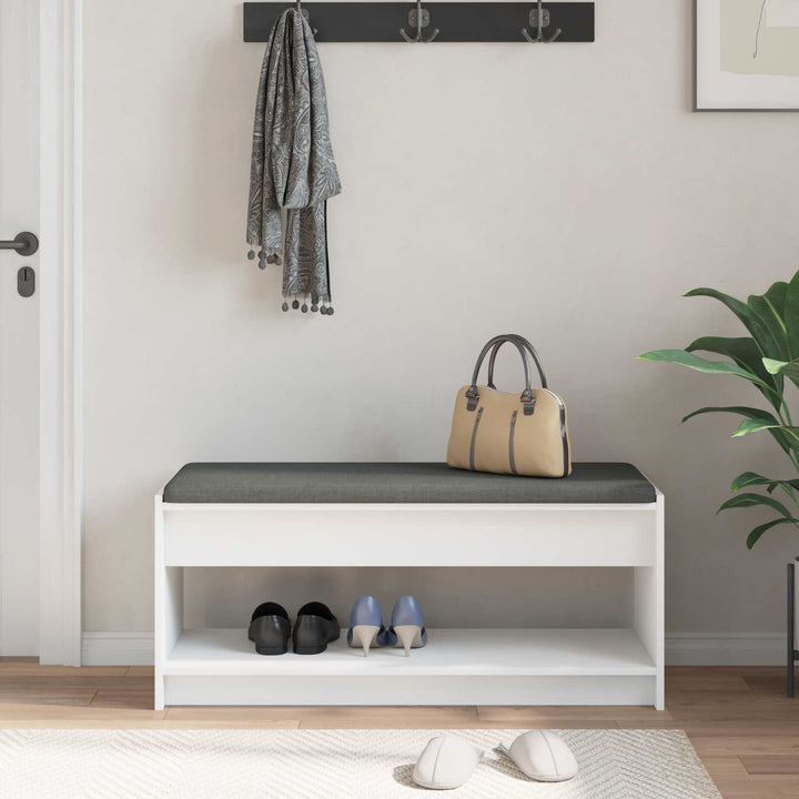 Hallbænk med pude Hvid 103 x 38 x 45 cm Kunstigt træ og stof