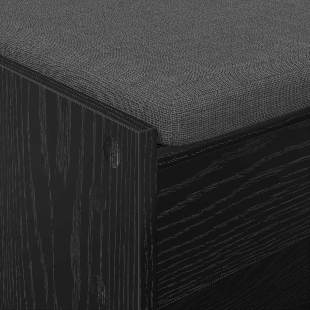 Hallbænk med pude Sort Eg 103 x 38 x 45 cm Kunstigt træ og stof
