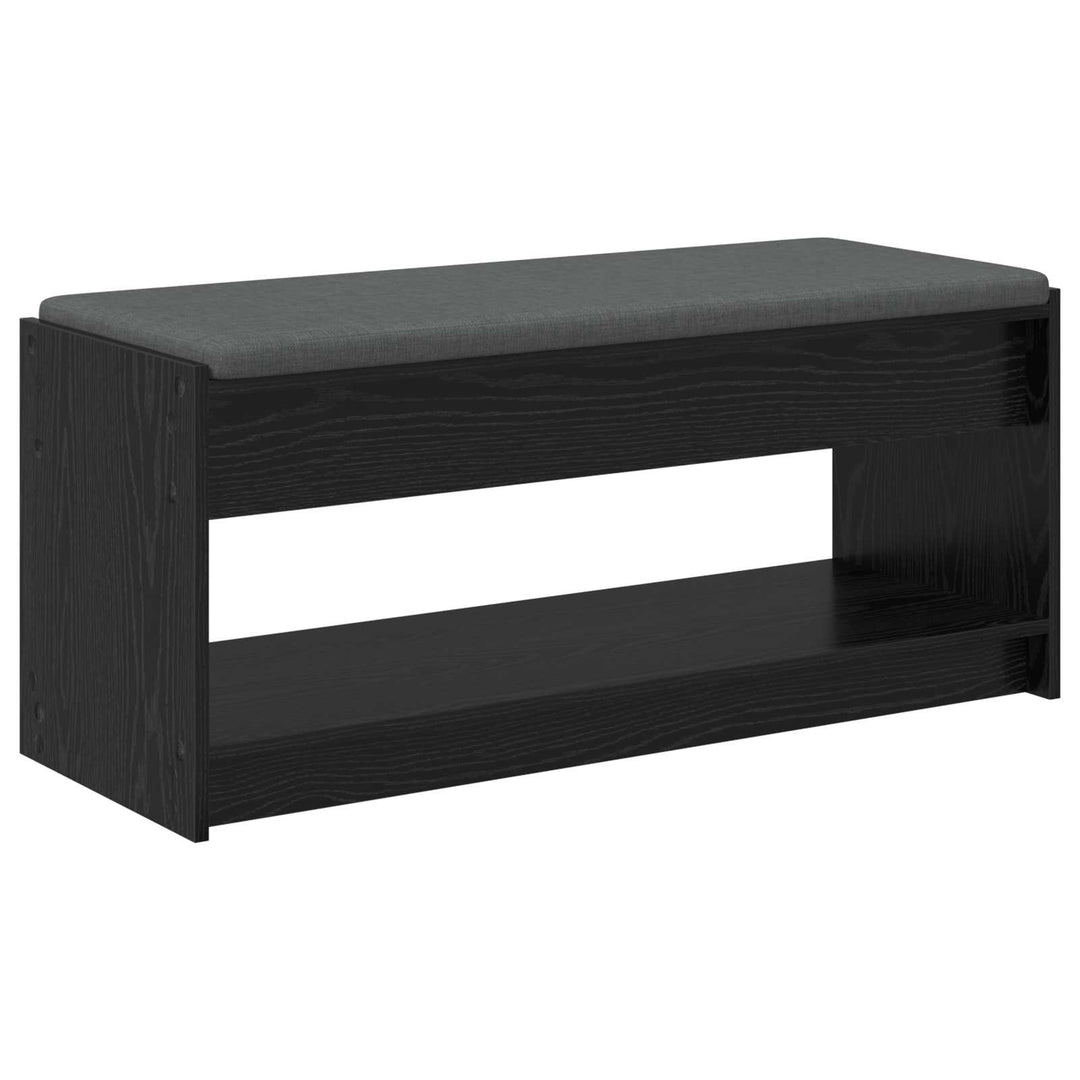 Hallbænk med pude Sort Eg 103 x 38 x 45 cm Kunstigt træ og stof