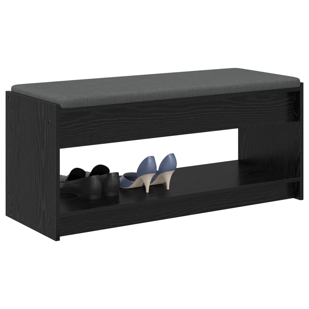 Hallbænk med pude Sort Eg 103 x 38 x 45 cm Kunstigt træ og stof