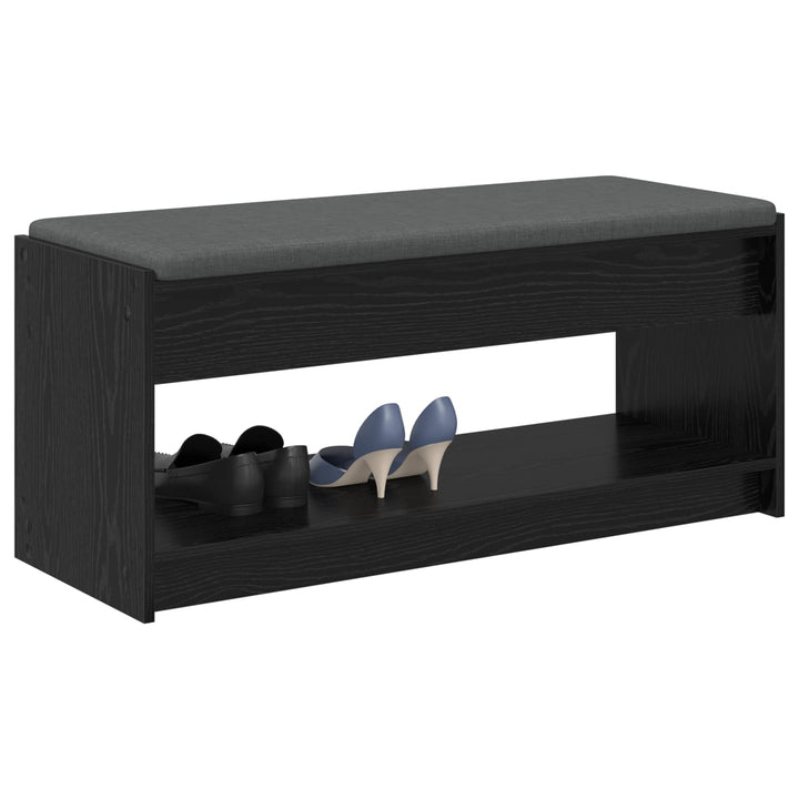 Hallbænk med pude Sort Eg 103 x 38 x 45 cm Kunstigt træ og stof