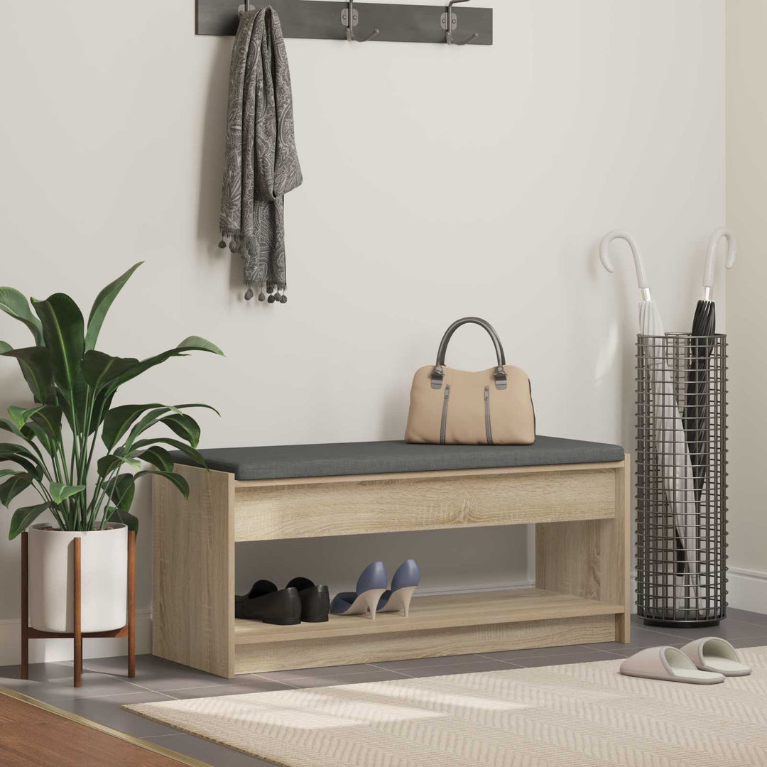 Hallbænk Sonoma eg 103 x 38 x 45 cm Kunstigt træ og stof