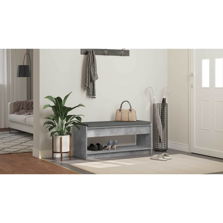 Hallbænk BetonGrå 103 x 38 x 45 cm Kunstigt træ og stof