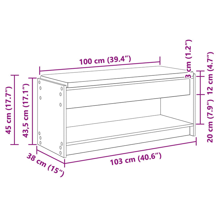 Hallbænk Røget Eg 103 x 38 x 45 cm Kunstigt træ og stof
