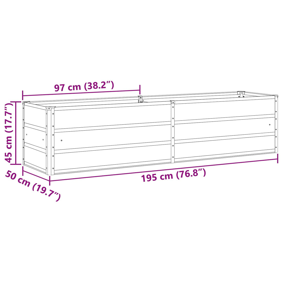 Plantekasse Lysegrå 195 x 50 x 45 cm Galvaniseret stål