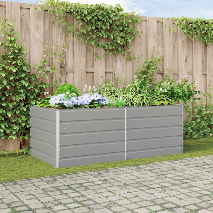 Plantekasse Lysegrå 195 x 100 x 75 cm Galvaniseret stål