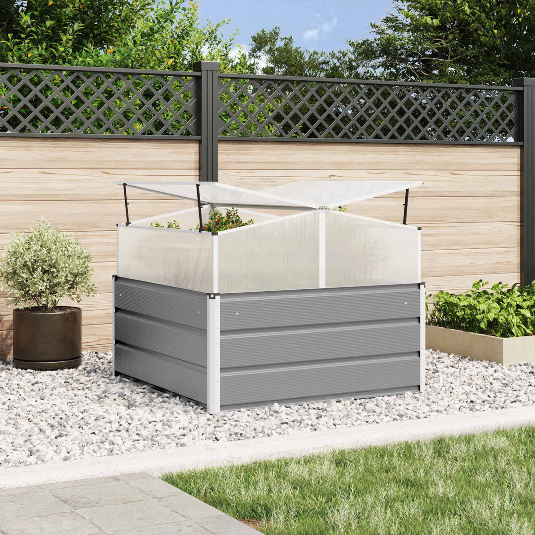 Plantekasse Lysegrå 100 x 100 x 77 cm Galvaniseret stål