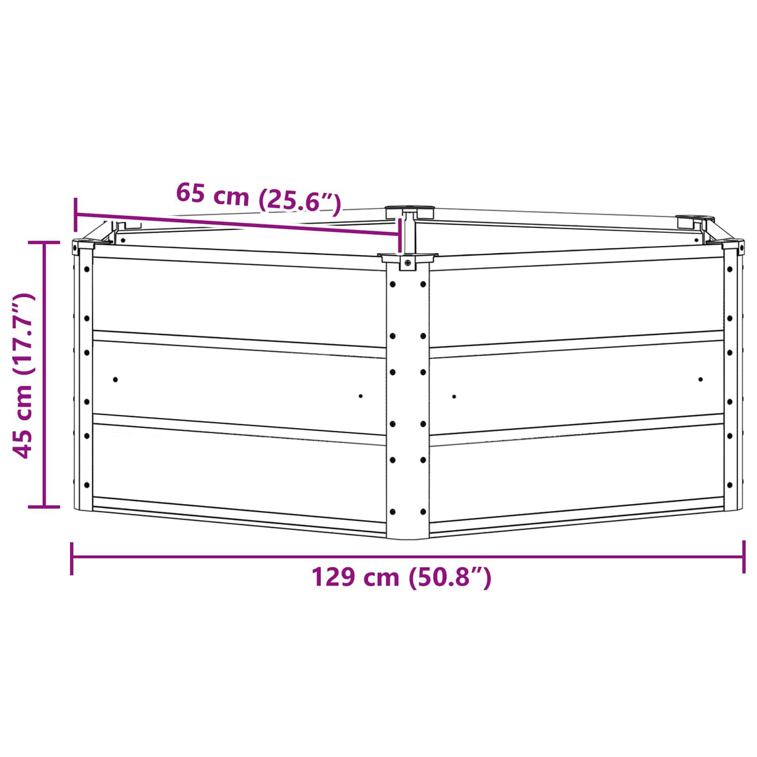 Plantekasse Antracit 129 x 129 x 45 cm Stål