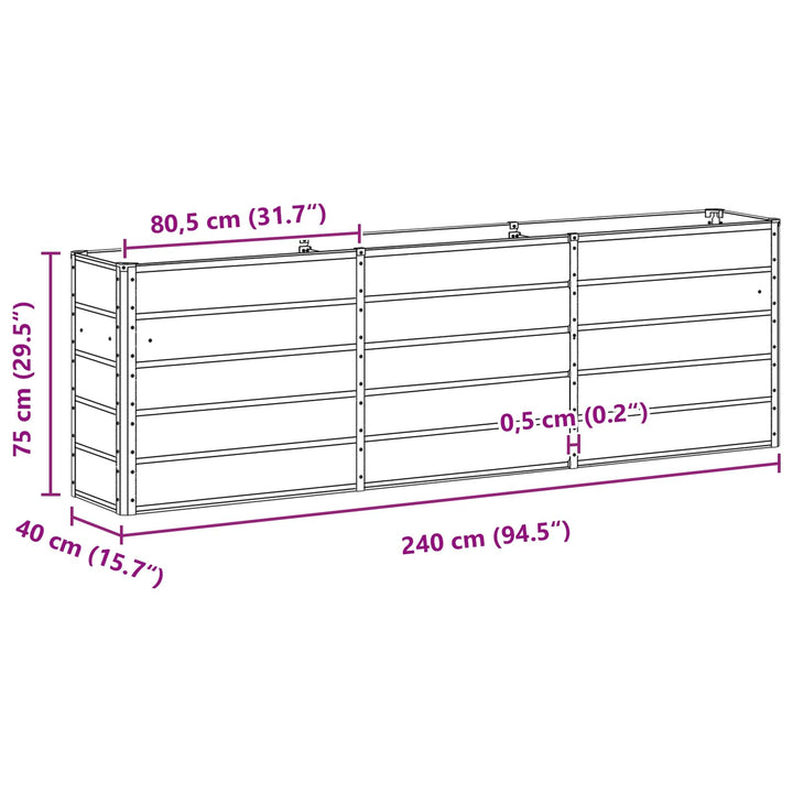 Plantekasse Antracit 240 x 40 x 75 cm Stål