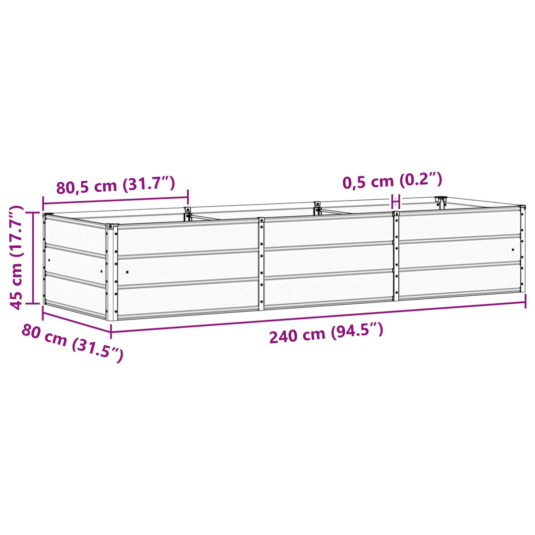 Plantekasse Antracit 240 x 80 x 45 cm Stål