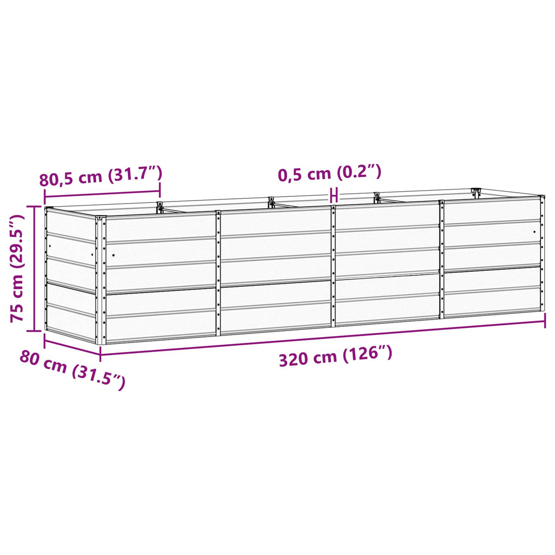 Plantekasse Antracit 320 x 80 x 75 cm Stål